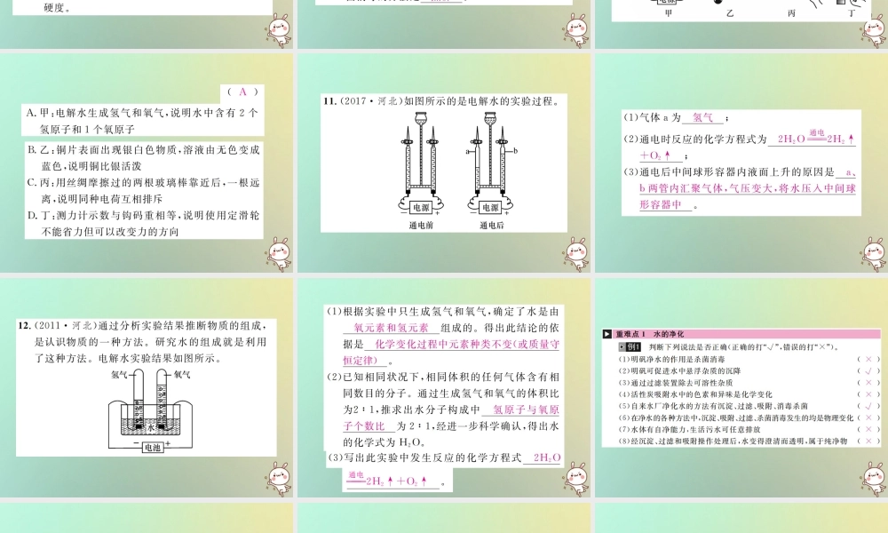 (河北专版)中考化学复习 主题一 身边的化学物质 第3讲 水课件