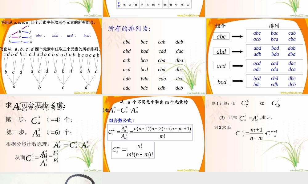 10.3_组合与组合数公式 高二数学排列 组合和二项式定理ppt课件集一 人教版 高二数学排列 组合和二项式定理ppt课件集一 人教版