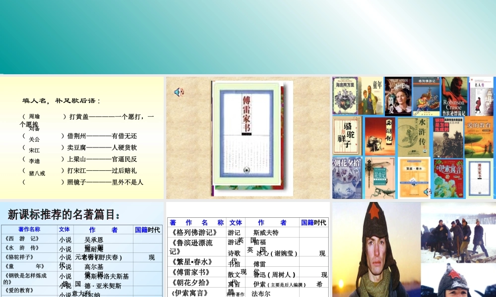 中考语文复习课件 聚焦中考的名著导读 课件