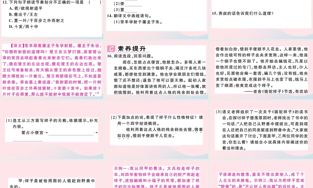 (江西专版)文下册 第三单元 12 卖油翁习题课件 新人教版 课件