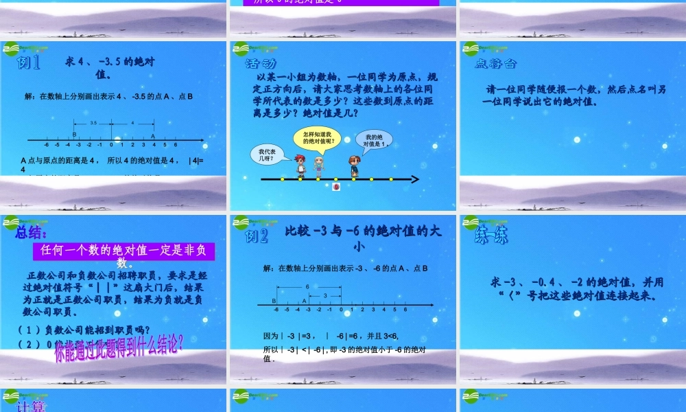 七年级数学上册 2.3(绝对值与相反数)第1课时课件 苏科版 课件