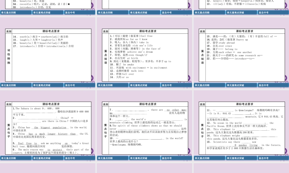 中考英语总复习 第一篇 教材知识梳理篇 八下 Units 7 8(精讲)课件