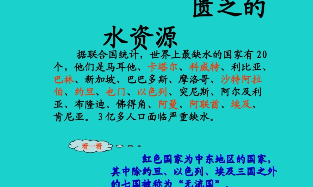 七年级地理下册 第八章 第一节 中东 水资源匮乏的原因及对策课件 (新版)新人教版 课件