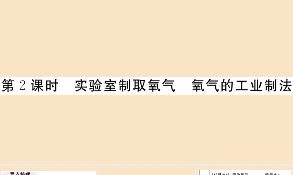 (湖北专版)九年级化学上册 第二单元 我们周围的空气 课题3 制取氧气 第2课时 实验室制取氧气 氧气的工业制法作业课件 (新版)新人教版 课件