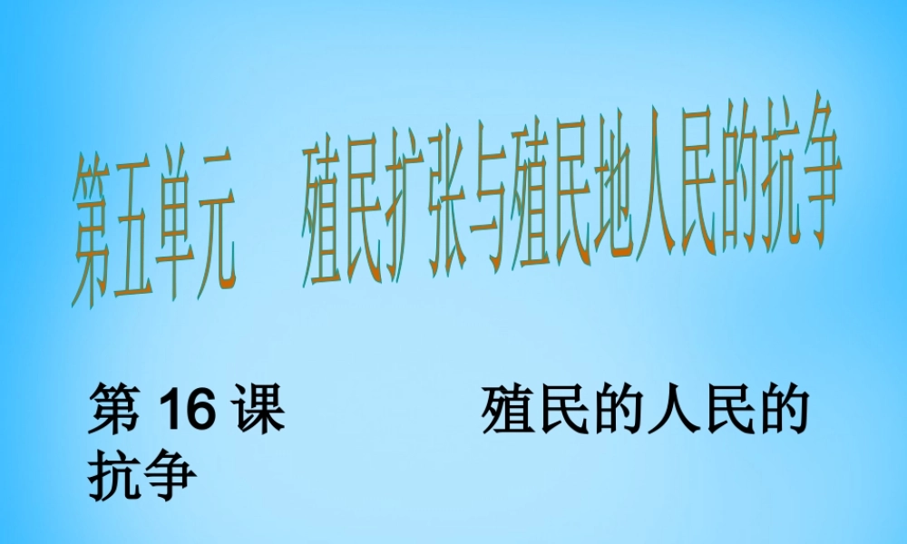 九年级历史上册 第16课 殖民地人民的抗争课件 新人教版 课件