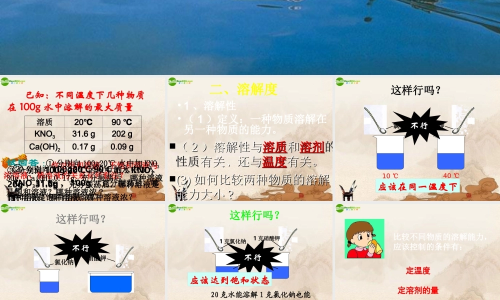 九年级化学下册 第九单元课题二溶解度(第二课时)课件 人教新课标版 课件