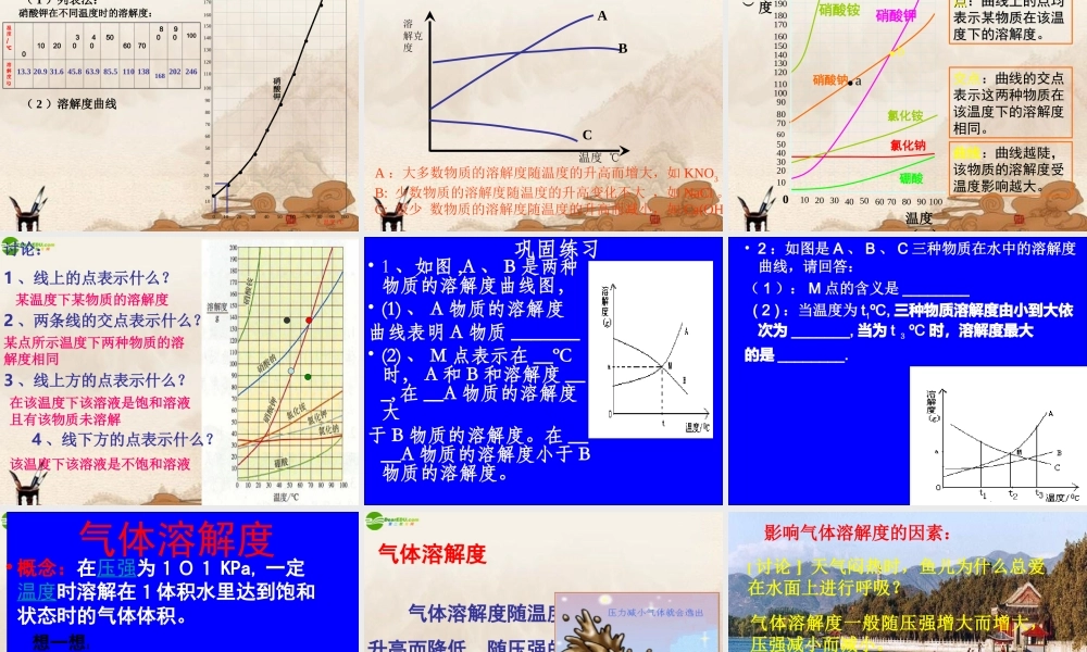 九年级化学下册 第九单元课题二溶解度(第二课时)课件 人教新课标版 课件