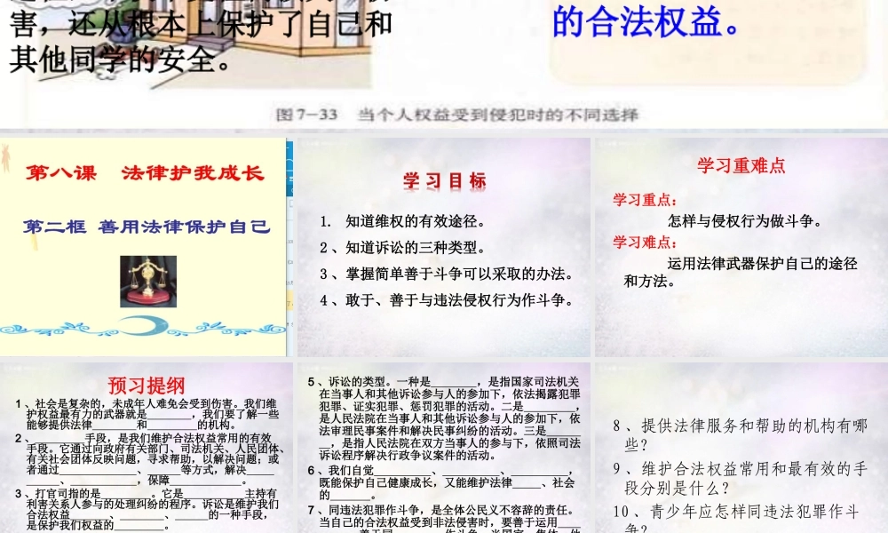 七年级政治下册 第八课 第2框 善用法律保护自己课件 新人教版 课件