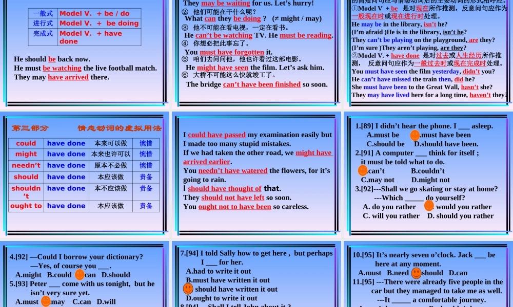 unit13.1Model Verbs 湖北省高二英语下学期Unit13The water planetw全单元课件 人教版 湖北省高二英语下学期Unit13The water planetw全单元课件 人教版