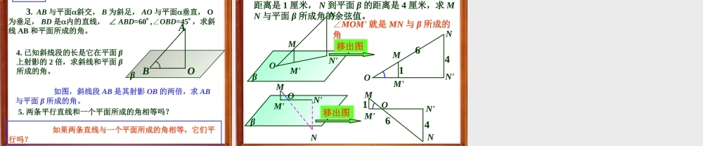 1.直线和平面所成的角 高二立体几何直线和平面垂直ppt课件大全一 高二立体几何直线和平面垂直ppt课件大全一
