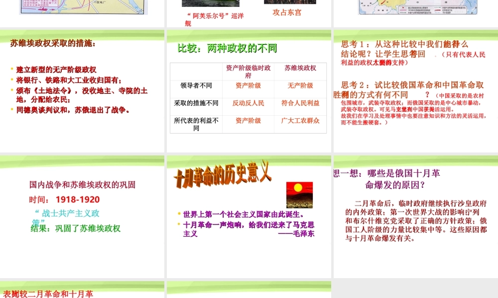 九年级历史下册 第1课俄国十月革命 课件 人教新课标版 课件