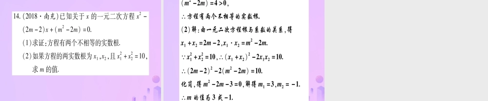 (云南专用)中考数学 第一轮 考点系统复习 第2章 方程(组)与不等式(组)第2节 一元二次方程及其应用 课时2作业课件