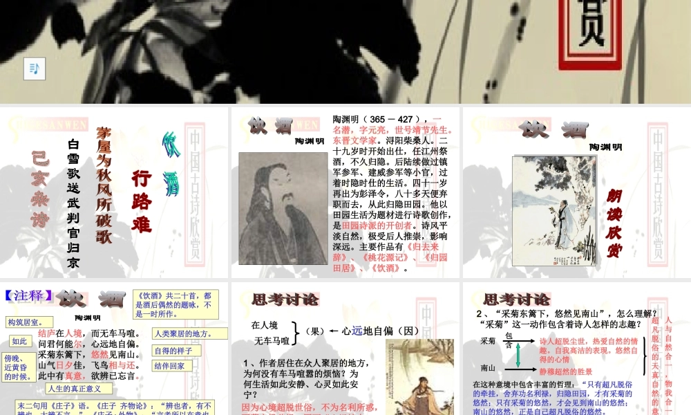 中考语文复习 中国古诗欣赏课件