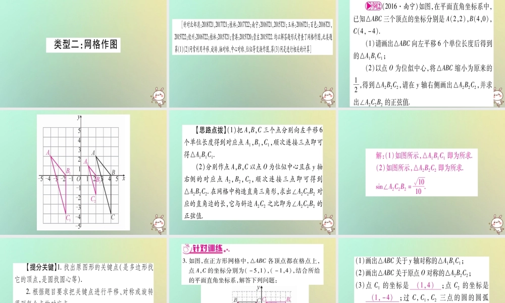 中考数学精选准点备考复习 第二轮 中档题突破 专项突破5 作图题课件 新人教版 课件