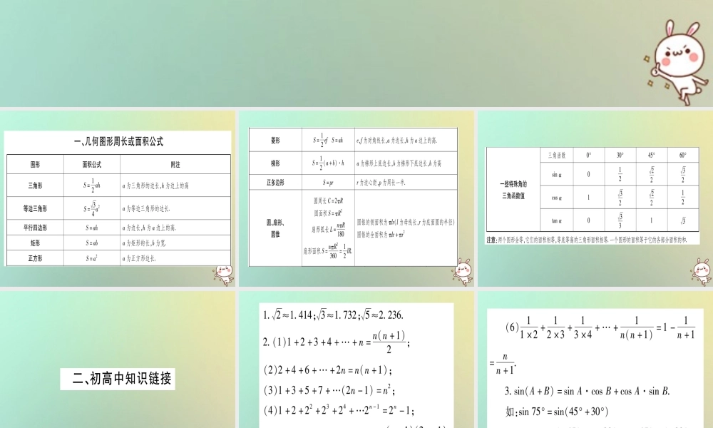 中考数学精选准点备考复习 附录课件 新人教版 课件