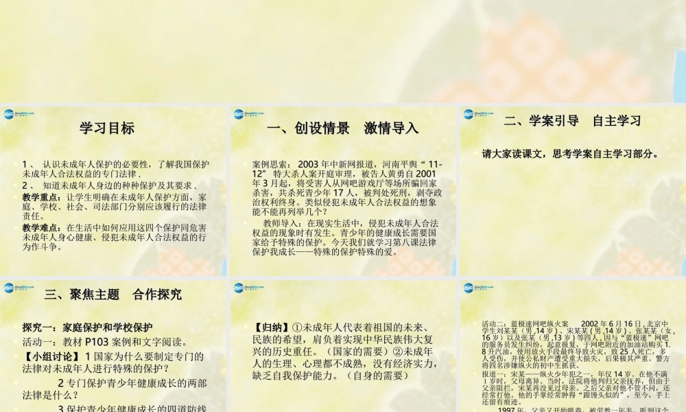 七年级政治下册 第八课 第一框 特殊的保护特殊的爱课件 新人教版 课件