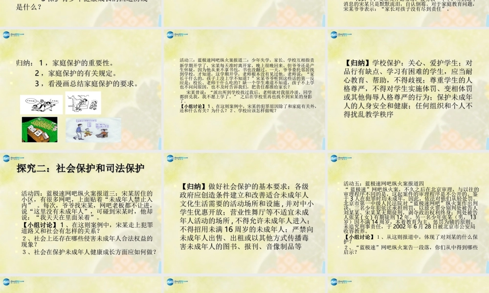 七年级政治下册 第八课 第一框 特殊的保护特殊的爱课件 新人教版 课件