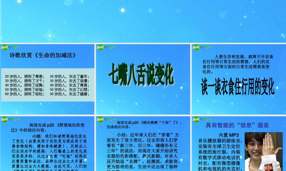 七年级政治下册(七嘴八舌说变化)课件 陕教版 课件