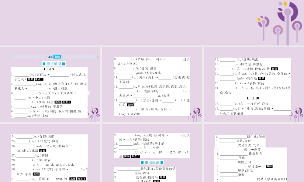中考英语总复习 第一部分 系统复习 成绩基石 九全 第21讲 Unit 9 10课件