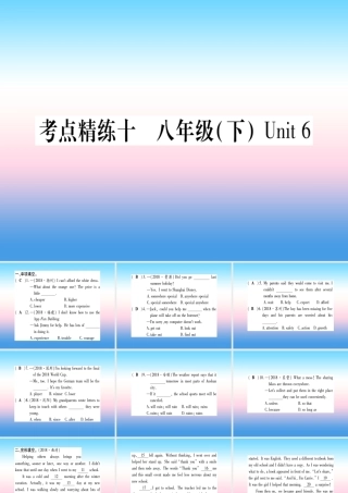 中考英语准点备考 第一部分 教材系统复习 考点精练十 八下 Unit 6课件