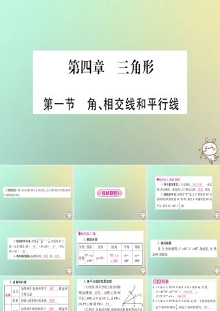中考数学精选准点备考复习 第一轮 考点系统复习 第4章 三角形 第1节 角、相交线和平行线课件 新人教版 课件