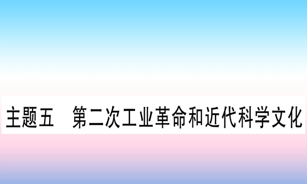 (云南专用)中考历史总复习 第一篇 考点系统复习 板块4 世界古、近代史 主题五 第二次工业革命和近代科学文化(精练)课件
