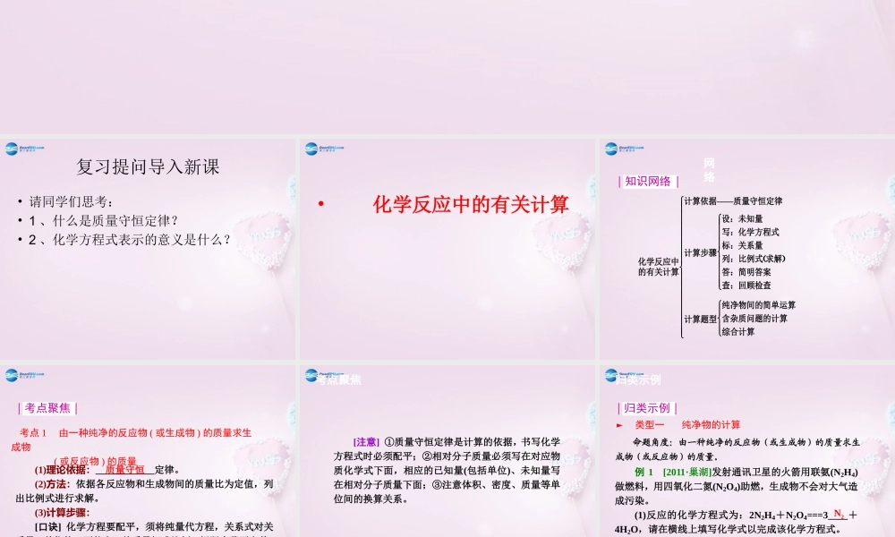 九年级化学全册 54 化学反应中的有关计算课件 鲁教版 课件