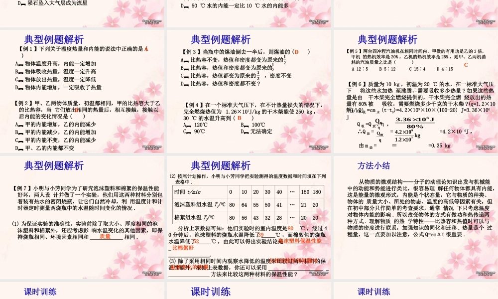 中考物理内能和内能的利用复习课件 苏教版 课件