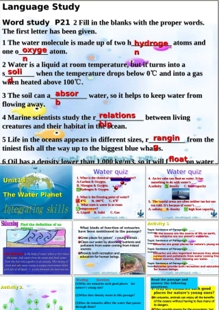 unit13 integrating skills[下学期] 人教版高二英语Unit13 The water planet单元完整课件 人教版高二英语Unit13 The water planet单元完整课件