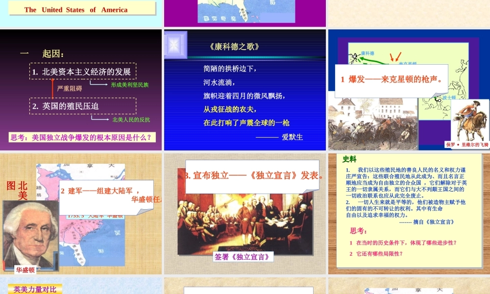 九年级历史上册美国的诞生课件