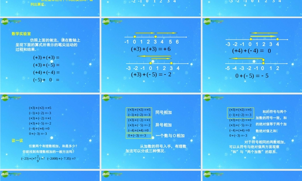 七年级数学上册 2.4(有理数的加法与减法)课件 苏科版 课件