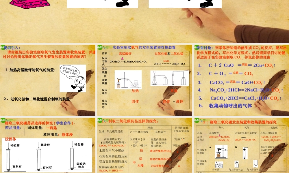 九年级化学上册 二氧化碳制取的研究与实践课件 人教新课标版 课件