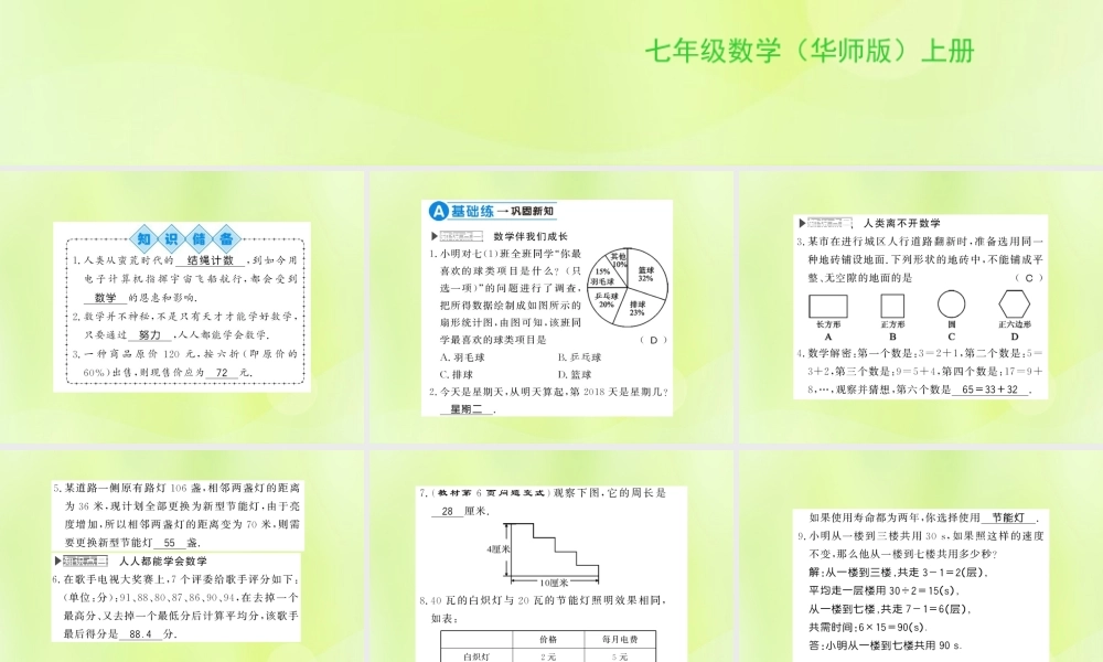 七年级数学上册 第1章 走进数学世界习题课件 (新版)华东师大版 课件