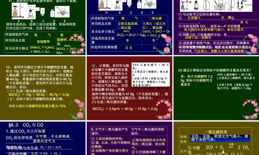 九年级化学第六单元碳和碳的氧化物复习课件 新课标 人教版 课件