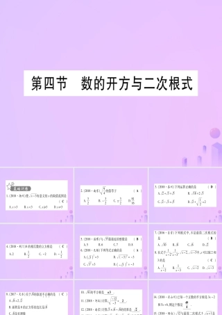 (云南专用)中考数学 第一轮 考点系统复习 第1章 数与式 第4节 数的开方与二次根式作业课件