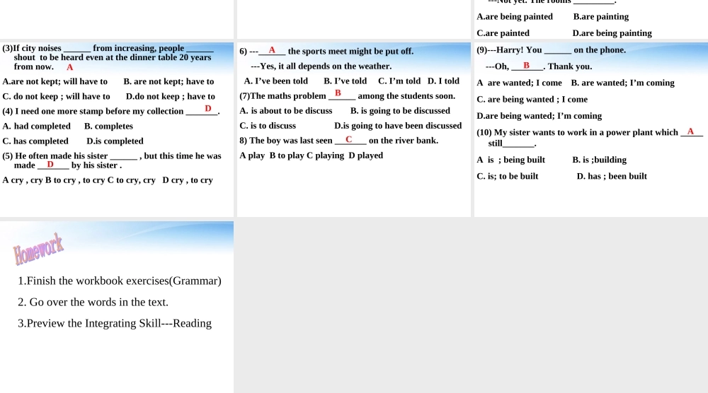 11-12年高二英语 Unit 14 grammar the Passive Voice课件 大纲人教版 课件