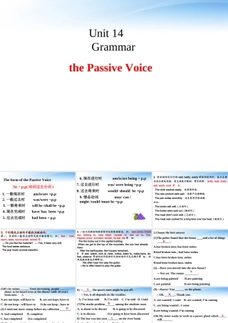 11-12年高二英语 Unit 14 grammar the Passive Voice课件 大纲人教版 课件