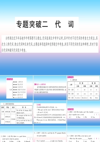 (湖北专用版)版中考英语复习 第二篇 中考专题突破 第一部分 语法专题 专题突破2 代词课件