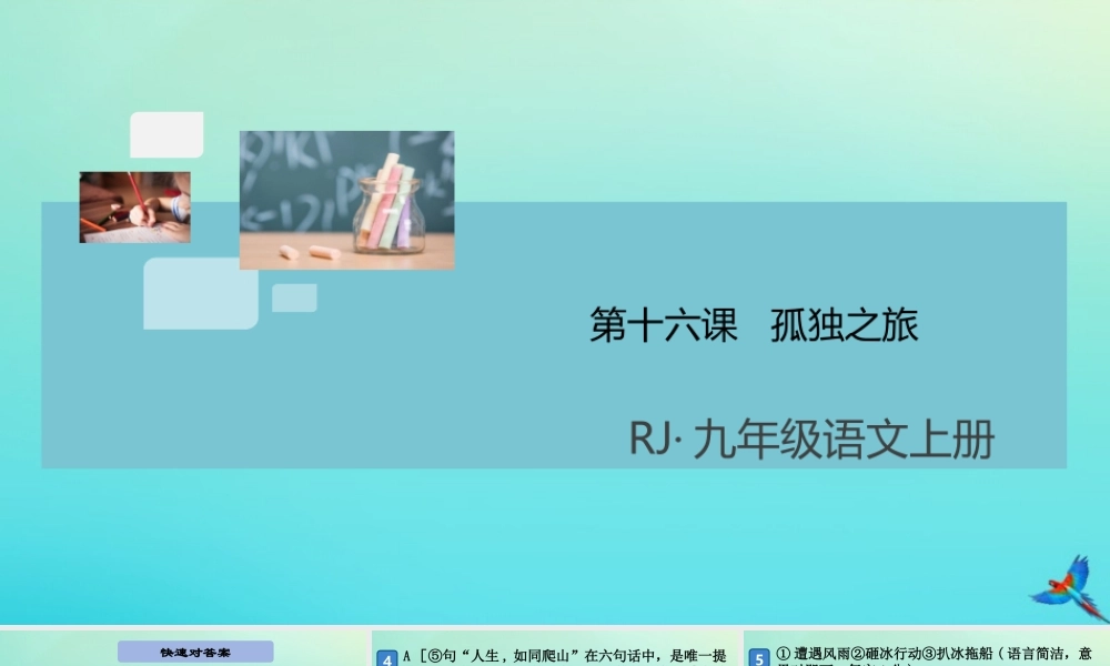 (通用)九年级语文上册 第四单元 16 孤独之旅作业课件 新人教版 课件