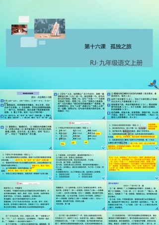 (通用)九年级语文上册 第四单元 16 孤独之旅作业课件 新人教版 课件