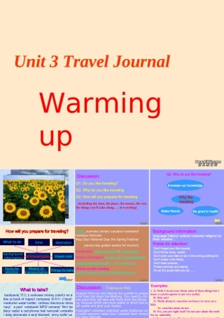 Unit3 Travel Journal Warming up 新课标 人教版 必修1 课件