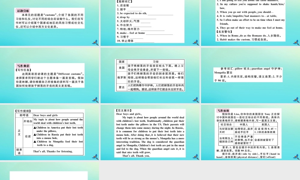 (江西专版)九年级英语全册 Unit 10 You re supposed to shake hands单元写作专项习题课件 (新版)人教新目标版 课件