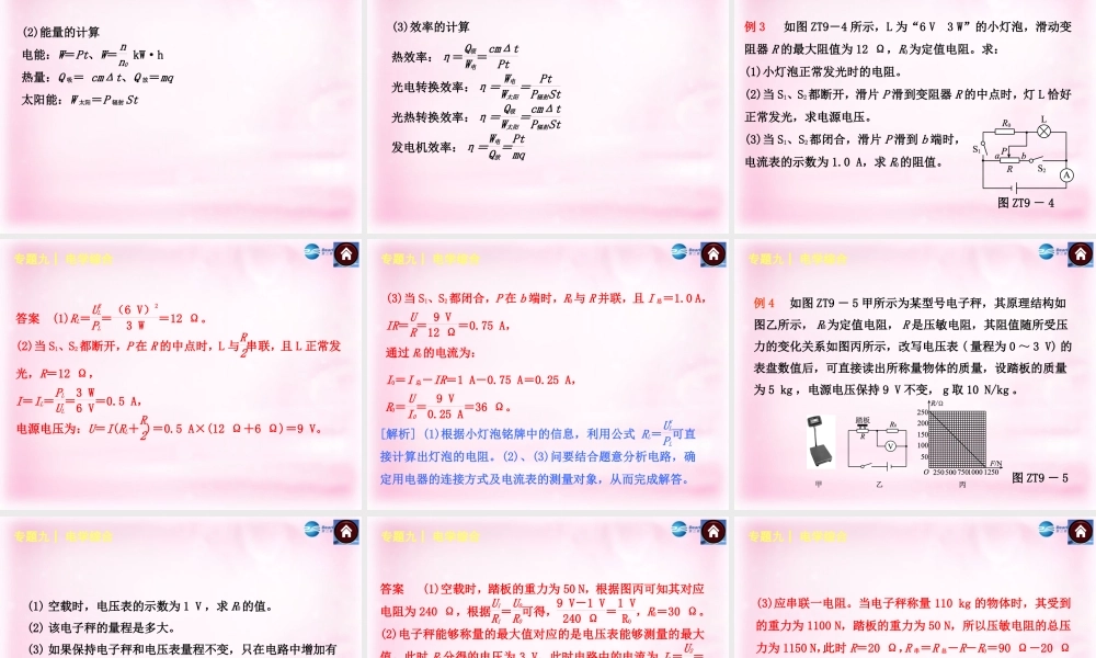 中考物理总复习 专题九 电学综合课件 沪科版 课件