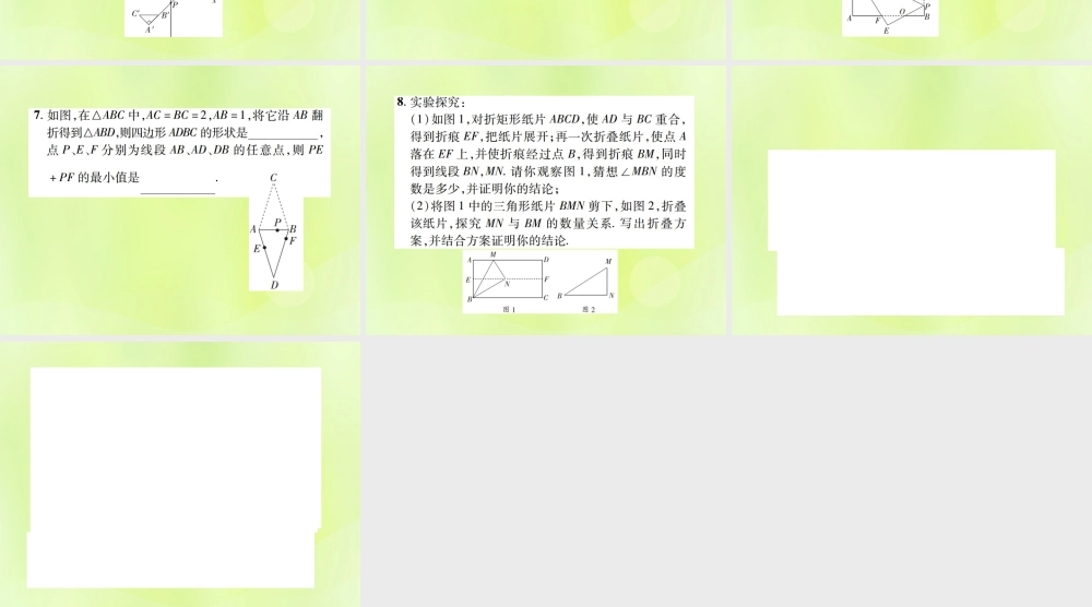 中考数学总复习 第七单元 视图、投影与变换 第26课时 轴对称与中心对称(高效集训本)课件