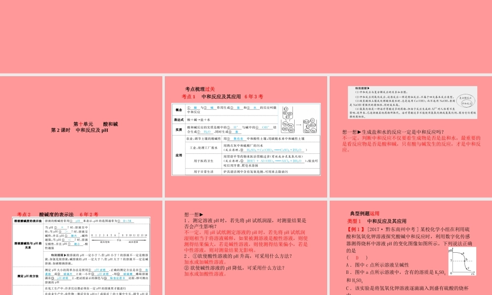 (潍坊专版)中考化学总复习 第一部分 系统复习 成绩基石 第十单元 酸和碱 第2课时 中和反应及pH课件 新人教版 课件