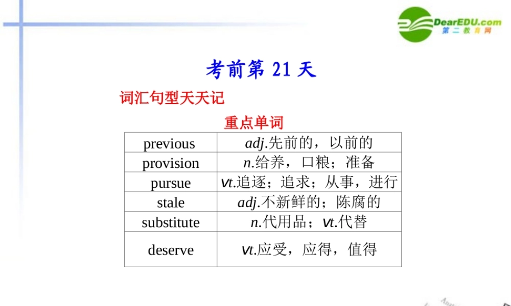 (湖南省专用)高三英语二轮复习 考前特训 考前第21天(考前必读)专题课件