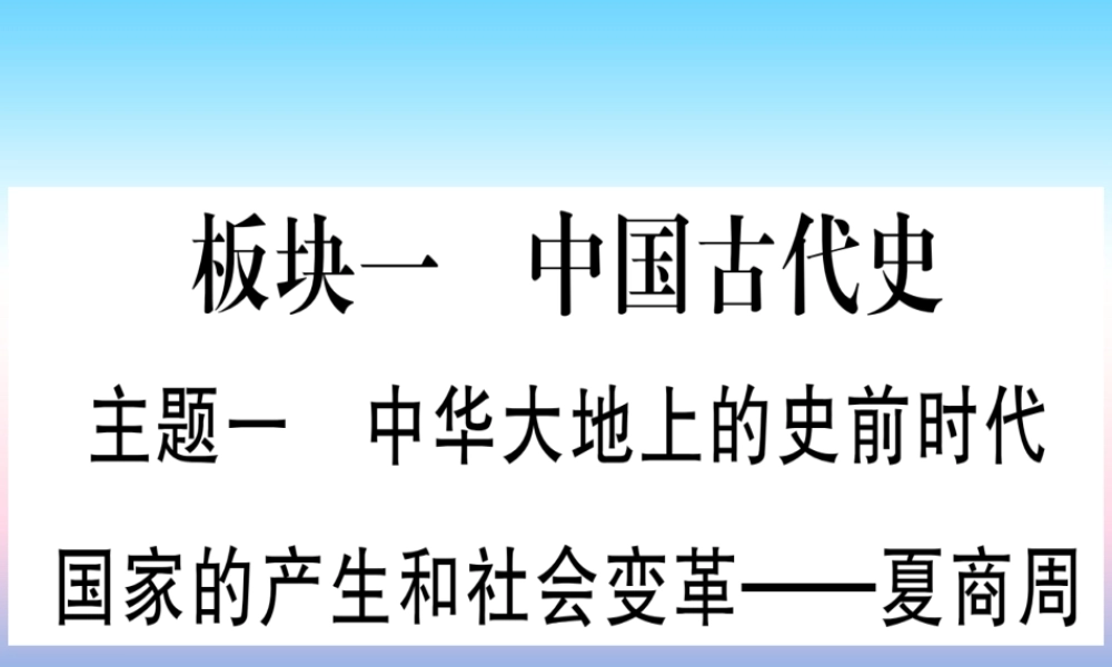(云南专用)中考历史总复习 第一篇 考点系统复习 板块1 中国古代史 主题一 中华大地上的史前时代 国家的产生和社会变革—夏商周(精练)课件