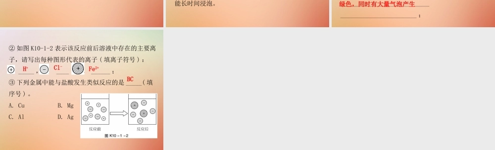 九年级化学下册 第十单元 酸和碱 课题1 常见的酸和碱 课时2 酸的性质(小测本)课件 (新版)新人教版 课件