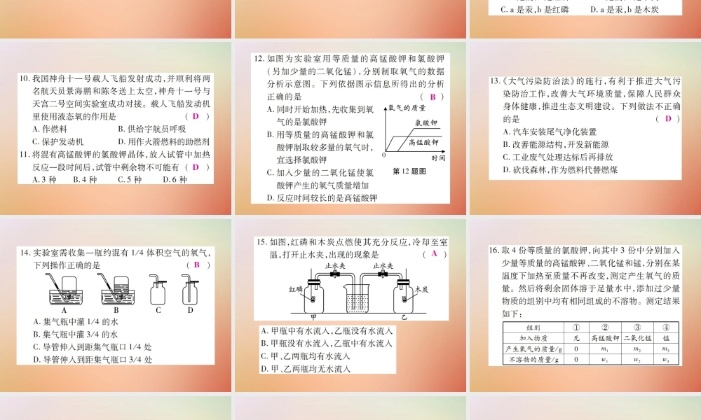 九年级化学上册 第二部分 期末复习攻略 综合专题二 我们周围的空气课件 (新版)新人教版 课件