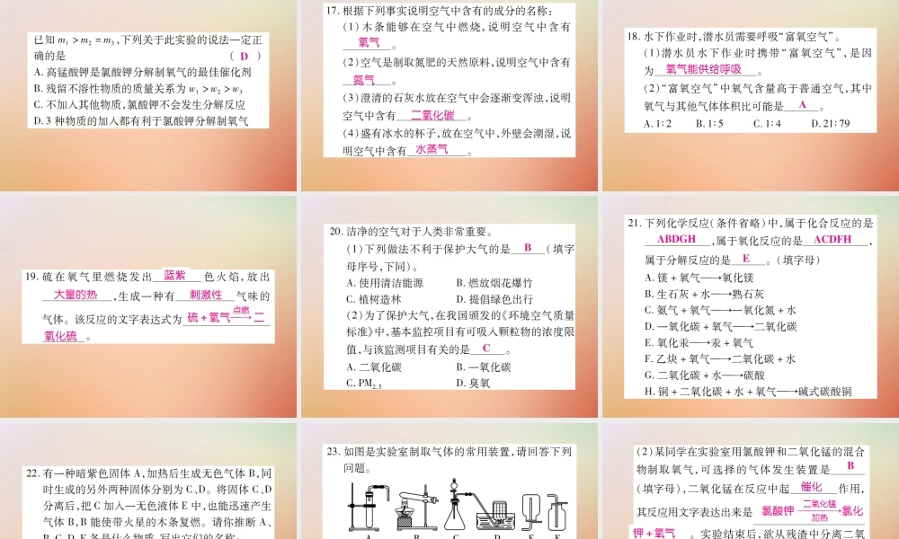 九年级化学上册 第二部分 期末复习攻略 综合专题二 我们周围的空气课件 (新版)新人教版 课件